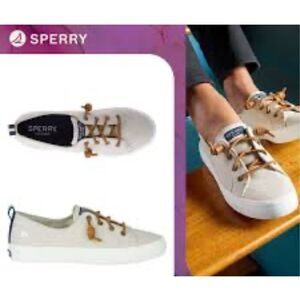 Sperry Women's Crest Vibe Platform Canvas White (STS84190) sz 10 Euc